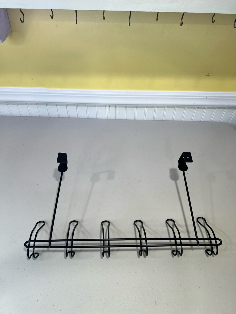 Over-the-Door Black Metal Coat Rack with 6 Hooks